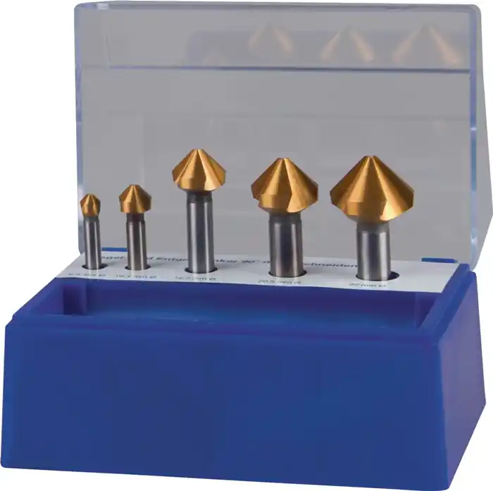 Garantierte Lieferung Kegelsenkersatz DIN 335C 90Grad 6,3-25mm HSS TiN 5-tlg.Ku.-Box TECWERK