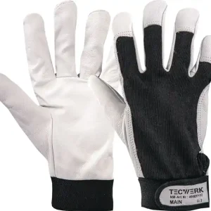 Handschuhe Main Gr.10 schwarz/naturfarben EN 388 PSA II TECWERK VE: 10 Paare Geprüft