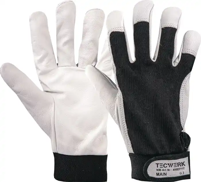 Handschuhe Main Gr.10 schwarz/naturfarben EN 388 PSA II TECWERK VE: 10 Paare Geprüft