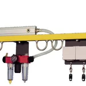 ULMIA Traverse mit Elektro- und Druckluftanschluss mit 2 Gerätewagen für C-Schiene 30x32x2 mm Begrenztes Angebot