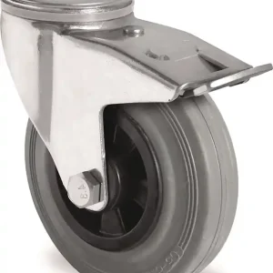 Jetzt Bestellen Lenkrolle m.Festst.D.100mm Trgf.75kg m.Rückenloch Rollenlager VG grau TECWERK
