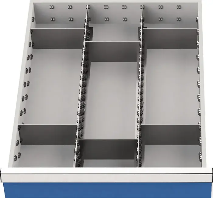 Schubladenunterteilungsmaterial Front-H.200mm 2 Längs- u.6 Querteiler Garantierte Lieferung