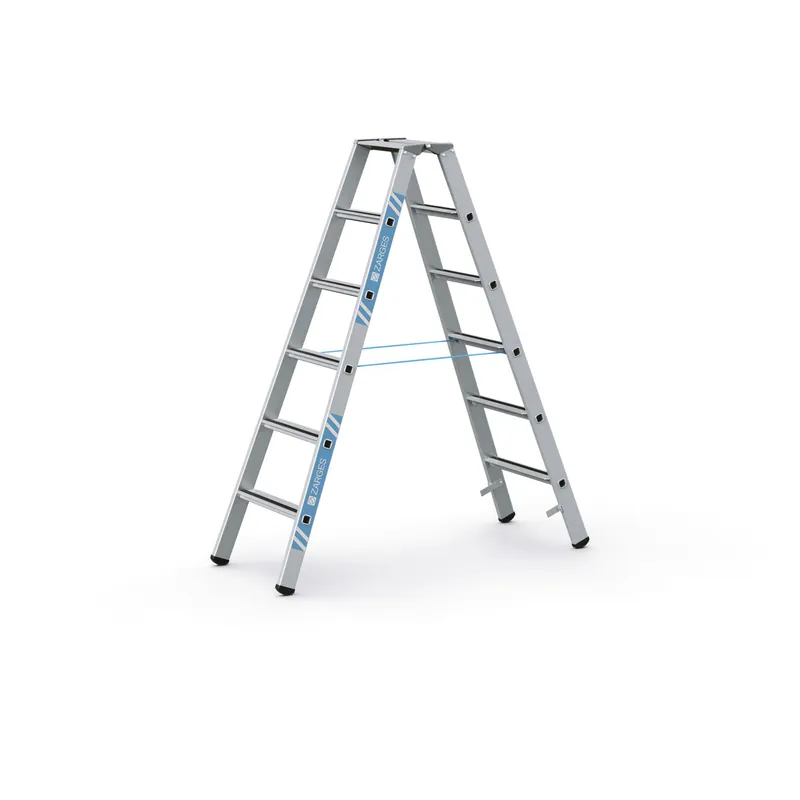 Zertifiziert ZARGES Gebördelte Stufen-Stehleiter Saferstep B - Aluminium eloxiert