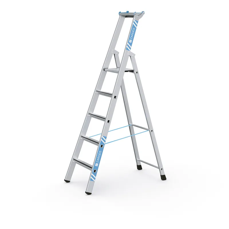 ZARGES Gebördelte Stufen-Stehleiter Saferstep S - Aluminium eloxiert Aktuell