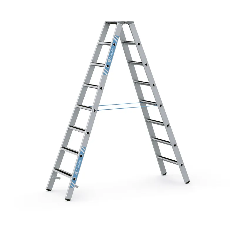 ZARGES Gebördelte Stufen-Stehleiter R13step B - Aluminium eloxiert Neu Im Sortiment