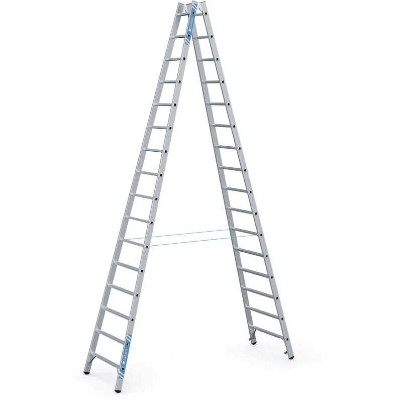 Abverkauf ZARGES Gebördelte Sprossen-Stehleiter Coni B - Aluminium natur