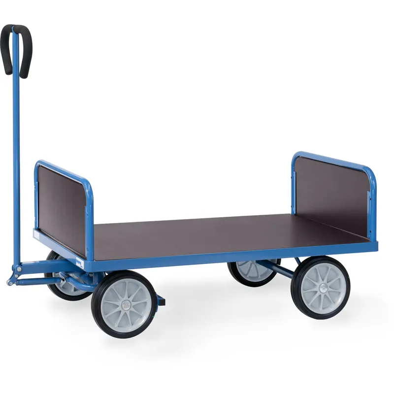 fetra Handwagen 2-Achser pulverbeschichtet blau/RAL 5007 mit 2 Stirnwänden Markenprodukt