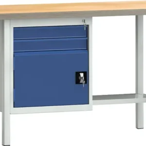 Garantierte Lieferung Werkbank PW 700 B1500xT700xH840mm Buche Multiplex lichtgrau/blau 2 Schubl.1 Tür