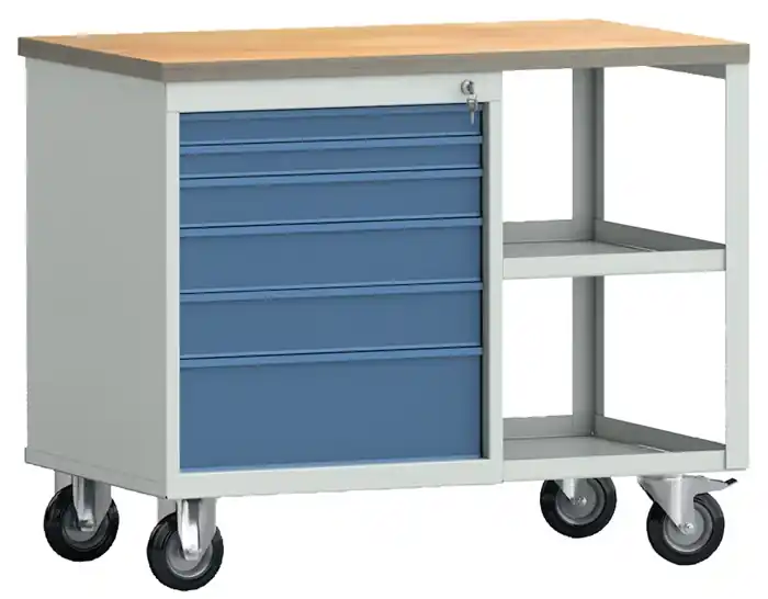 Werkbank PW700 B1000xT620xH805mm Buche Multiplex lichtgrau/brillantblau 6Schubl. Expressversand