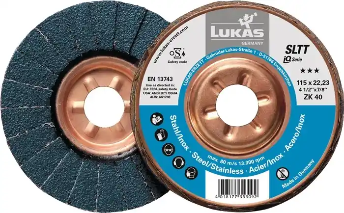 Billig Fächerscheibe SLTT ZK D.125mm K.40 fl.STA ZK LUKAS VE: 10 Stück