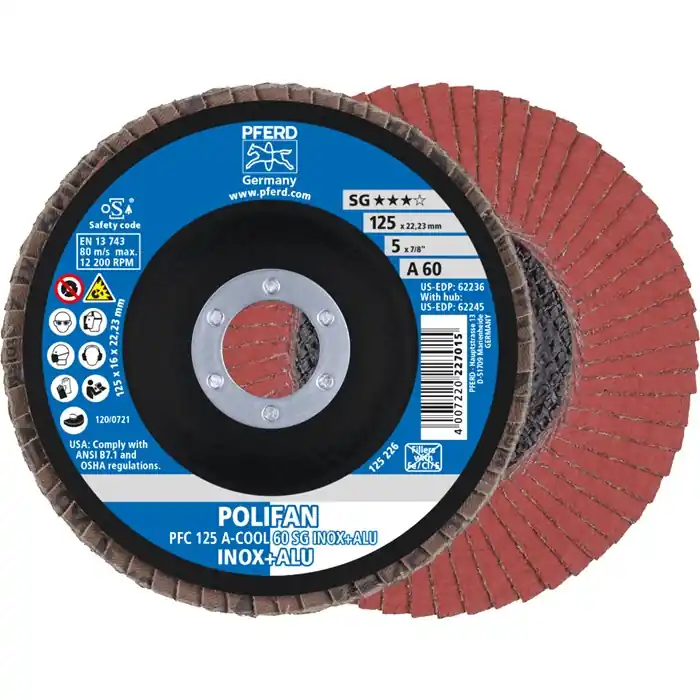 Nur Für Kurze Zeit Fächerscheibe POLIFAN A-COOL SG INOX+ALU D.125mm K.60 kon.INOX/Aluminium NK VE: 10 Stück