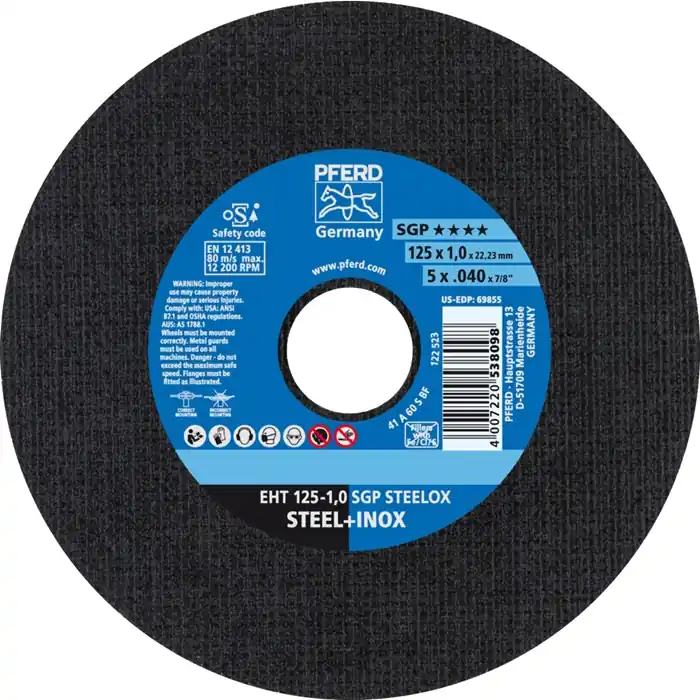 Neuheit Trennscheibe SGP STEELOX D125x1mm ger.INOX Bohr.22,23mm PFERD VE: 25 Stück