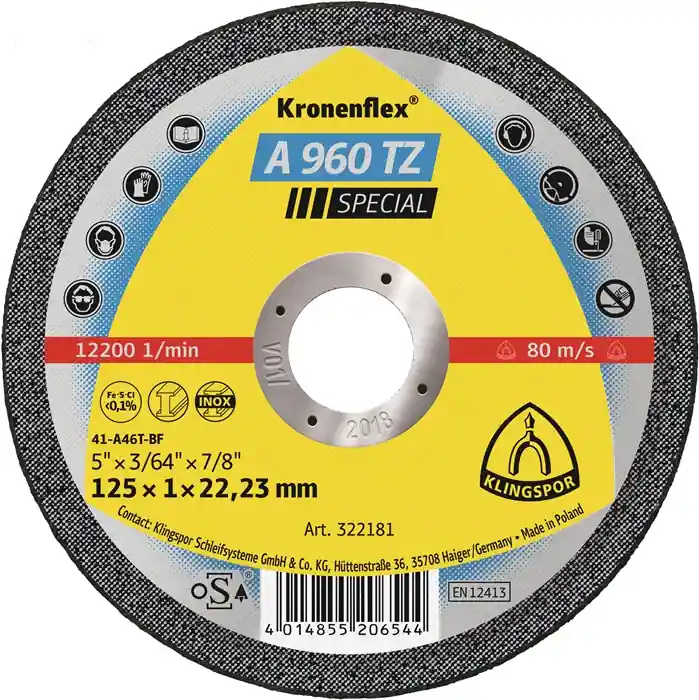 Rabatt Trennscheibe A 960 TZ Special D115x1mm ger.INOX Bohr.22,23mm KLINGSPOR VE: 25 Stück
