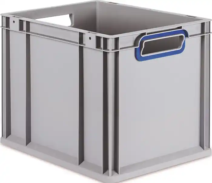 Neu Im Sortiment Transportstapelbehälter L400xB300xH320mm grau PP offener Griff blau