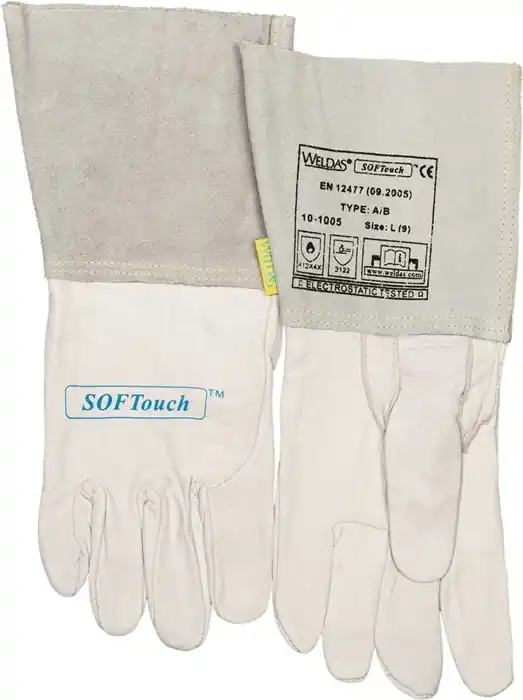 Markenprodukt Schweißerhandschuhe Gr.XXL (10,5) natur Kalbsnarben-/Rindspaltleder/Softt. 5 PA VE: 5 Paare