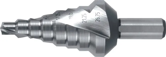 Begrenztes Angebot Stufenbohrer Bohrber.6-26,75mm HSS Spiralnut Z.2 Stufen 8 RUKO
