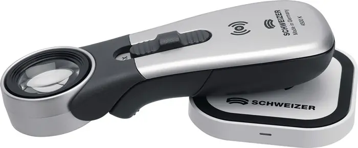 Handleuchtlupe Tech-Line Induktion Vergr.8x LED Linsen-Ø 30mm SCHWEIZER Sale