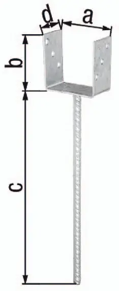 Neuheit U-Pfostenträger ETA-10/0210 101x100x400x60mm TZN m.ext.langem Betonanker GAH