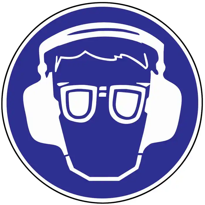 Schild Gehör-/Augenschutz benutzen D.200mm Kunststoff blau/weiß VE: 10 Stück Preisknaller