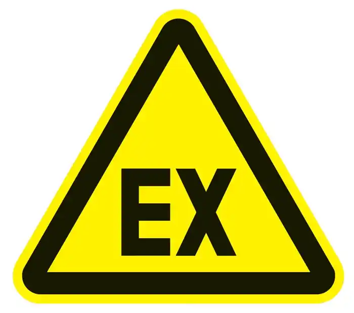 Expressversand Warnzeichen ASR A1.3/DIN EN ISO 7010 200mm Explosionsfähige Atmosphäre Ku. VE: 10 Stück