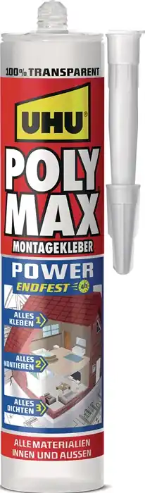 Kleb- u.Dichtstoff POLY MAX POWER transp.300g Kartusche UHU VE: 12 Stück Garantierte Lieferung