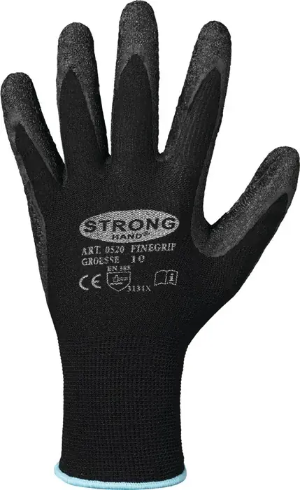 Handschuhe Finegrip Gr.10 schwarz EN 388 PSA II Nyl.m.Schrumpf-Latex STRONGHAND VE: 12 Paare Nur Für Kurze Zeit