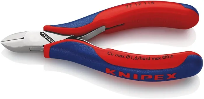 Elektronikseitenschneider L.115mm Form 1 Facette ja 2K-Hülle spiegelpol.KNIPEX Geprüft