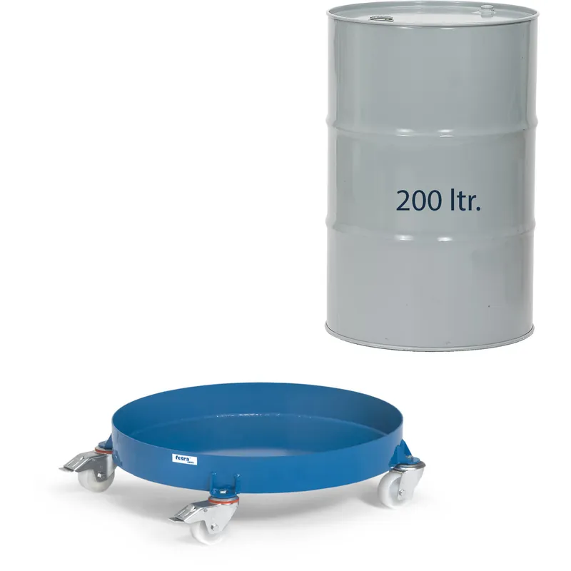 Letzte Chance fetra Fassroller pulverbeschichtet blau/RAL 5007 200 Liter