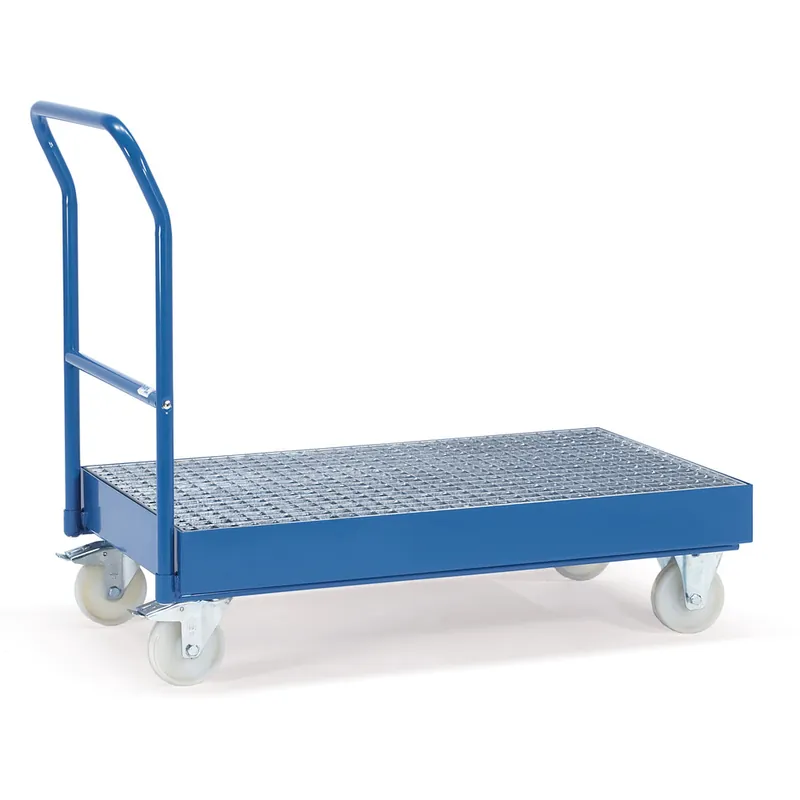 fetra Fasstransportwagen brillantblau RAL 5007 mit Wanne 100 mm hoch Neuheit