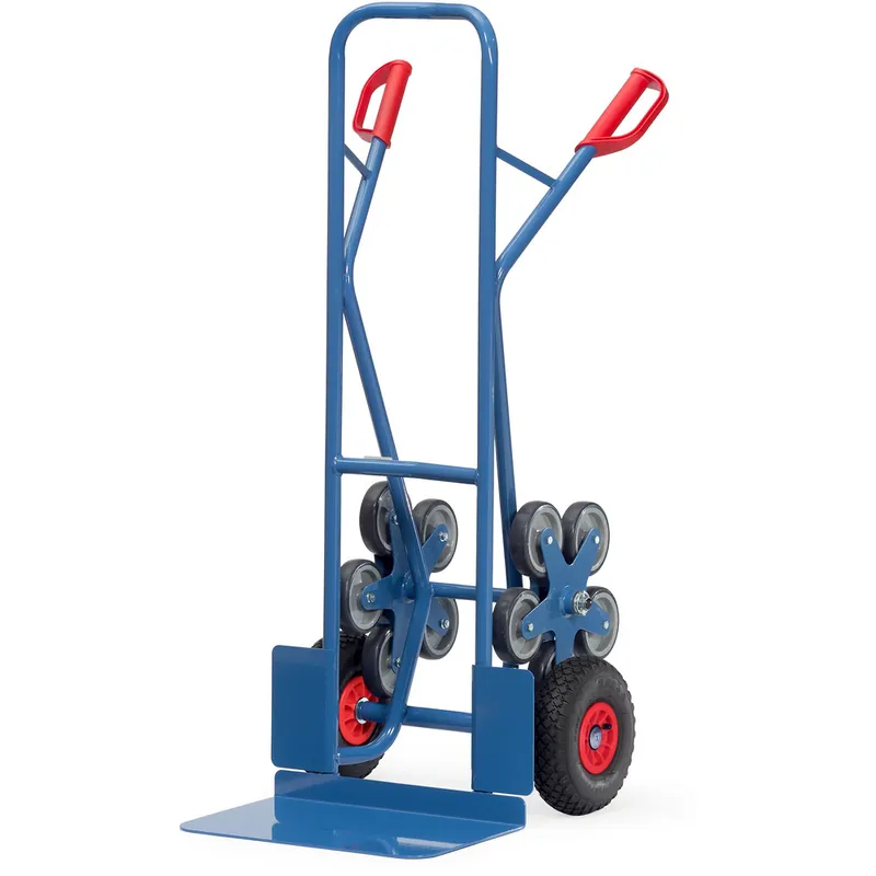 Expressversand fetra Treppenkarre pulverbeschichtet blau/RAL 5007 mit Luftbereifung