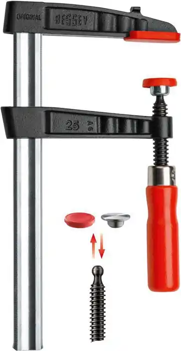Neue Kollektion BESSEY Temperguss-Schraubzwinge TG25 mit bewährtem Holzgriff - 250 mm
