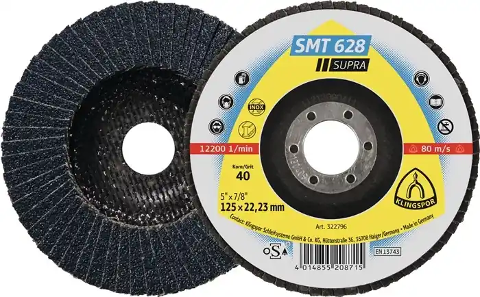 Fächerscheibe SMT 628 Supra D.115mm K.40 fl.INOX ZK KLINGSPOR VE: 10 Stück Finale Aktion