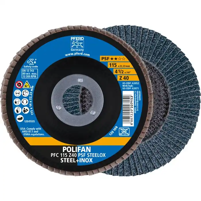 Must-Have Fächerscheibe POLIFAN Z PSF STEELOX D.115mm K.40 kon.STA/INOX ZK PFERD VE: 10 Stück