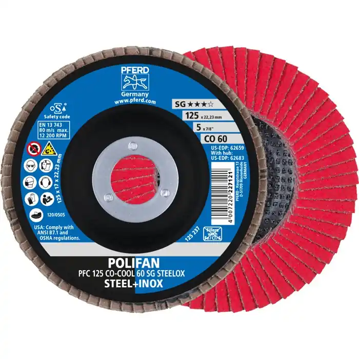 Nur Heute Fächerscheibe POLIFAN CO-COOL SG STEELOX D.125mm K.60 kon.INOX CO VE: 10 Stück
