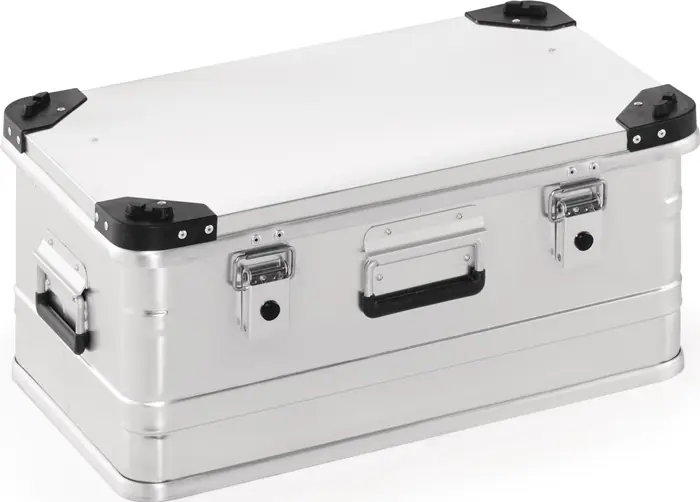 Aluminiumbox L582xB385xH275mm 47l m.Klappverschluss u.Stapelecken Geprüft