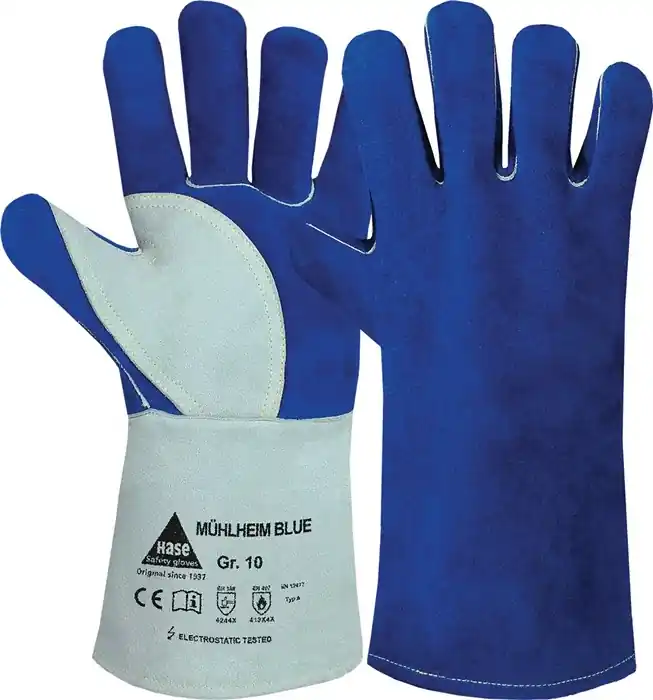 Sonderangebot Schweißerhandschuhe Mühlheim Blue Gr.8 blau/grau Rindspaltleder VE: 6 Paare