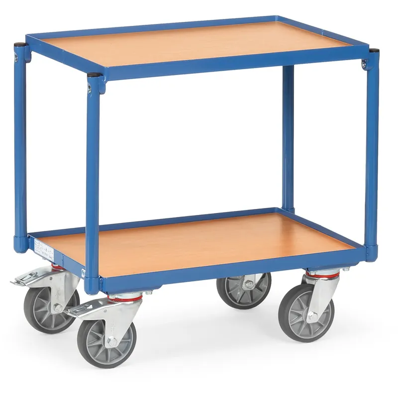 fetra Etagen-Roller mit 2 Böden aus Holz und 15 mm Rand Neu