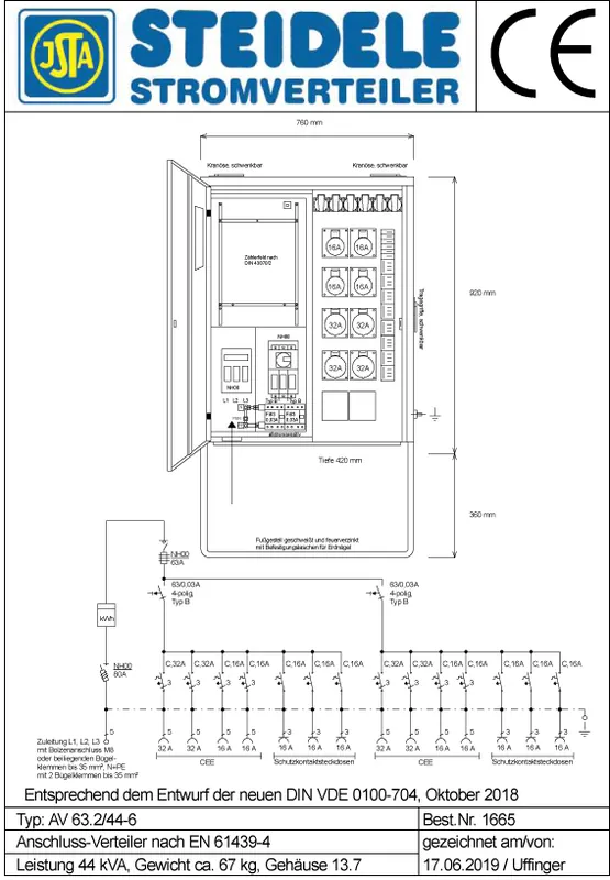 Neue Ware Steidele Anschlussverteilerschrank AV 63.2/44-6