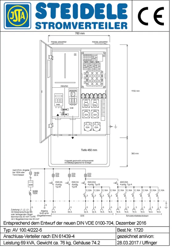 Schneller Versand Steidele Anschlussverteilerschrank AV 100.4/222-6