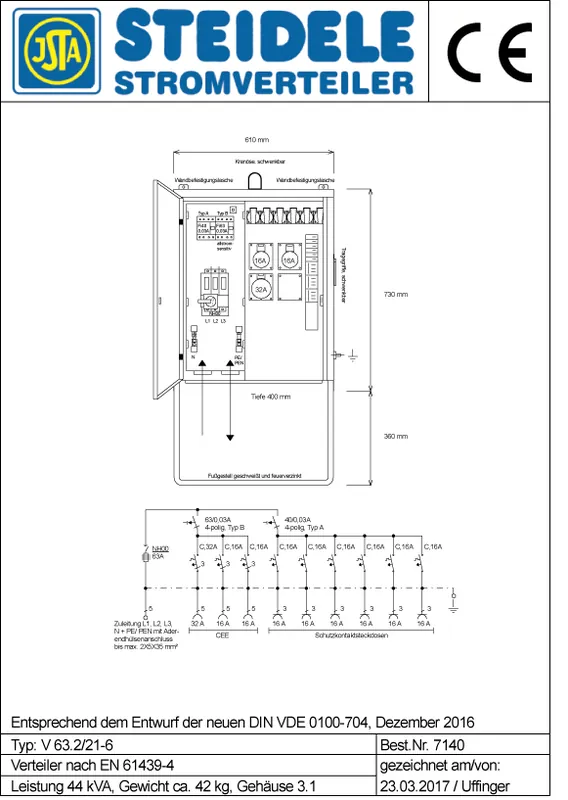 Neu Im Sortiment Steidele Verteilerschrank V 63.2/21-6