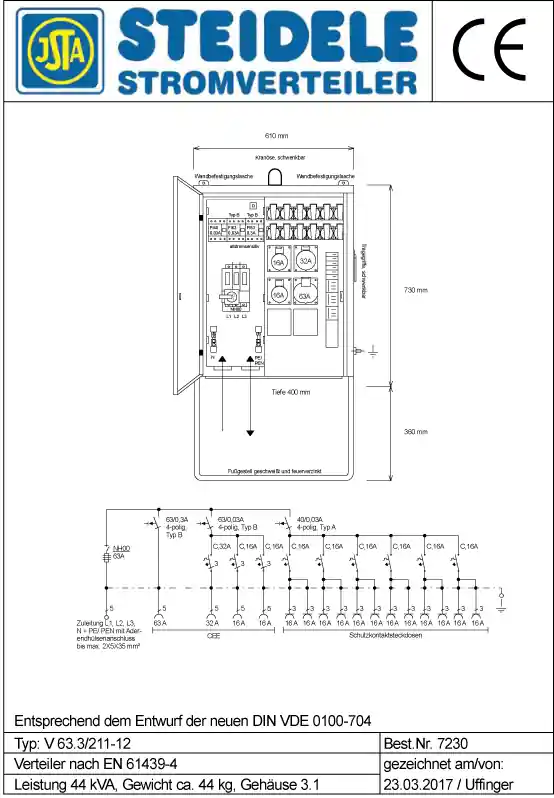 Günstig Steidele Verteilerschrank V 63.3/211-12