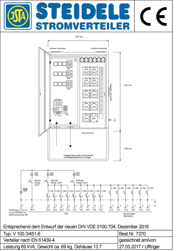 Steidele Verteilerschrank V 100.3/451-6 Rabatt