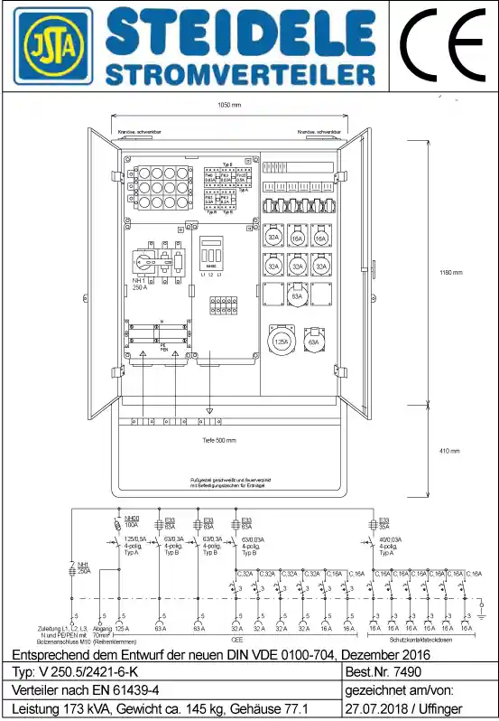 Steidele Verteilerschrank V 250.5/2421-6-K Neuheit