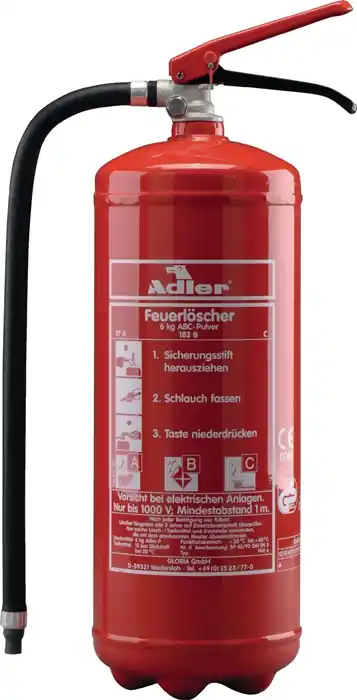 Garantierte Lieferung Pulverfeuerlöscher Adler PDE12 12 kg m.Dauerdruck Brandkl.43 A 233 B C m.Wandh.