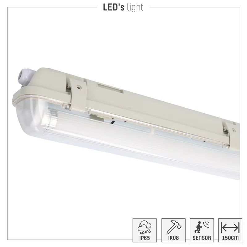 Preis Gesenkt LED Wannenleuchte - 1x20W 150cm 3100lm 4000K IP65 - Sensor