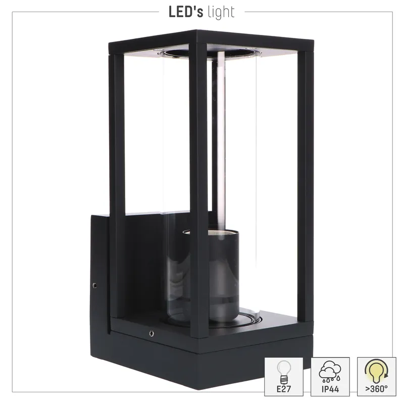 Echt LED outdoor - wandleuchte Dakota - 1xE27 IP44 - Schwarz
