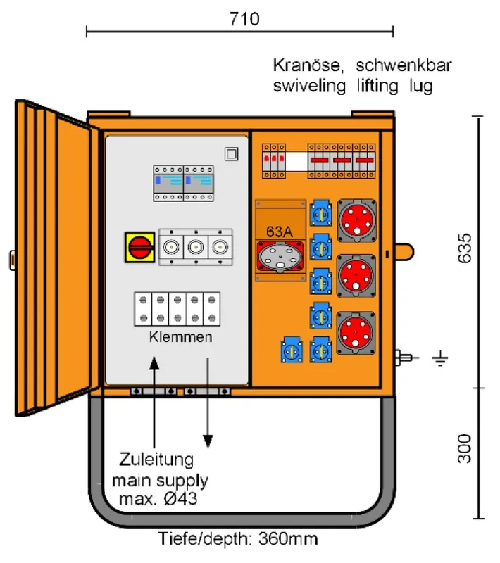Sonderangebot Merz Verteilerschrank M-VEV 63/211-6/V2/X - 44 kVA