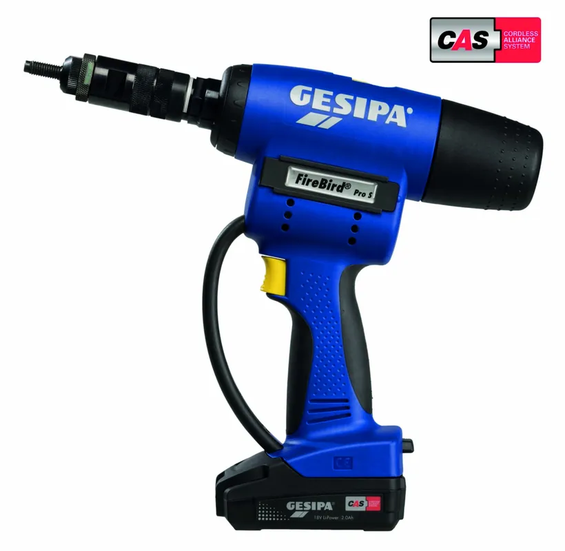 Geprüft GESIPA FireBird Pro S Gold Edition CAS mit 1 Li-Ion Akku 18V - 2,0 Ah / Ladegerät in L-Boxx