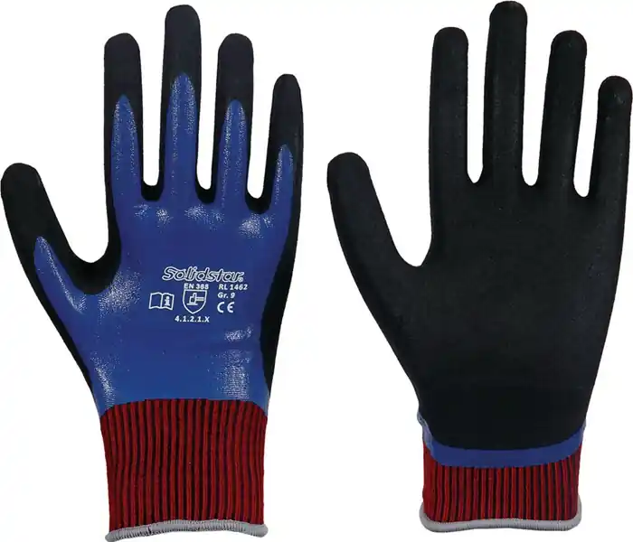 Handschuhe Solidstar Nitril Grip Complete 1462 Gr.10 blau EN420+EN388 PSA II VE: 12 Paare Preisknaller