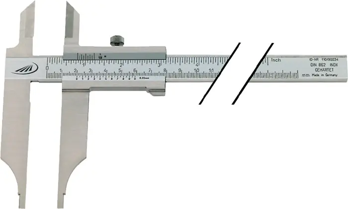Zertifiziert Werkstattmessschieber DIN862 300mm m.Spitzen Schnabel-L.90mm PREISSER